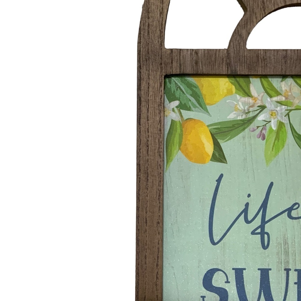 Wall Hanging Lemons Life is Sweet Wood Shabby Chic Farmhouse 17.5 in Multi Blue - Picture 8 of 16